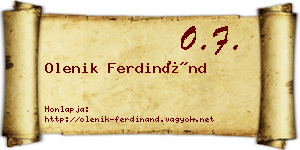 Olenik Ferdinánd névjegykártya